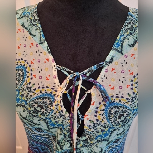 gnw Multi Colored Sleeveless Midi Dress Size L - Picture 2 of 11